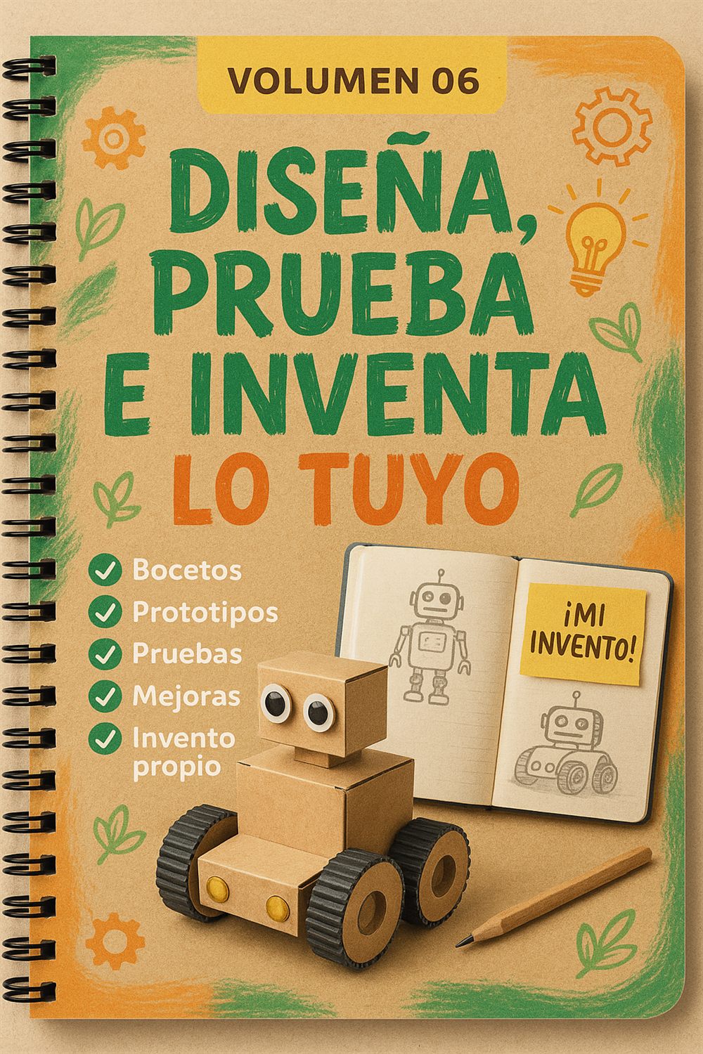 Laboratorio de Robótica para Pequeños Inventores VOLUMEN 06 — Diseña, prueba e inventa lo tuyo